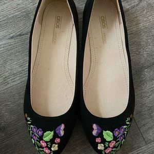 Black Floral Asos Flat